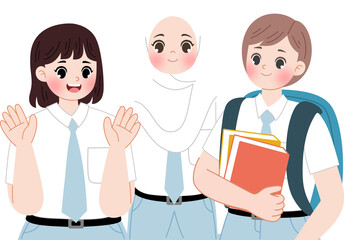 Fototapeta premium cute high school student cartoon character