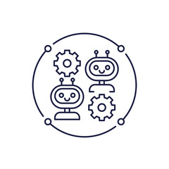 Obraz premium AI agents icon, business automation with artificial intelligence line design