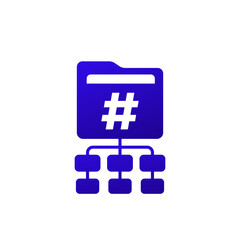 Obraz premium data indexing icon, folder with hashtag