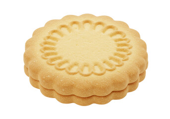 Isolated biscuit sandwich cookie with textured surface and cream filling delicious treat