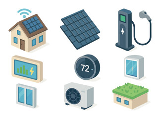 Smart energy efficient home with solar panels and eco-friendly technology