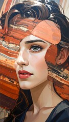 Woman with abstract face art