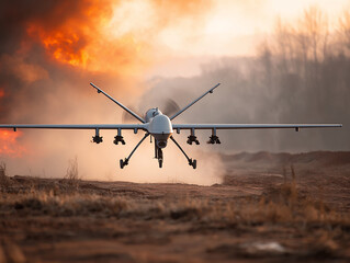 Wojskowy Dron bojowy - atak z powietrza.