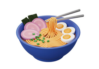 Isolated Bowl of Delicious Asian Ramen Soup with Chopsticks, an Enticing Japanese Meal