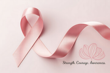breast cancer awareness month, waving ribbon, mother and world cancer day concept