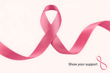 breast cancer awareness month, waving ribbon, mother and world cancer day concept