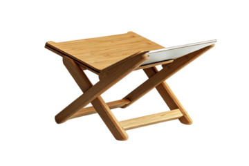 Multi-angle foldable laptop stand for comfortable typing isolated on transparent background