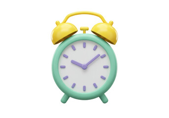 Isolated cartoon alarm clock with cute design and pastel colors for time management