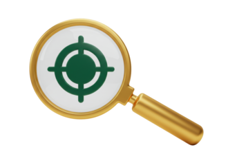 Magnifying glass with target icon PNG illustration isolated on transparent background for design elements