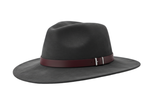 Elegant gray fedora hat PNG isolated on transparent background Stylish men s fashion accessory for formal occasions - Powered by Adobe