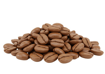 Pile of roasted coffee beans PNG isolated on transparent background for product design and advertising projects