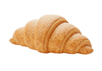 Delicious Croissant with Powdered Sugar Isolated on Transparent Background PNG Pastry Sweet Treat Bakery Food Breakfast