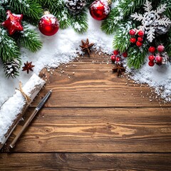 Festive winter wooden backdrop