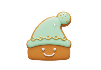 Isolated Holiday Cookie, Festive Hat Pastry, Christmas Decoration, Celebration and Party Treat