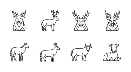 Obraz premium Vector art of deer icons set
