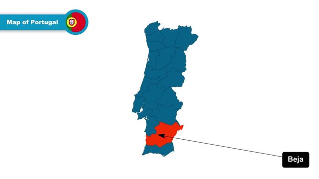 Beja Map Video, Portugal map, Political Map of Portugal, with all states, national flag and borders, travel, education, geography, and global studies.