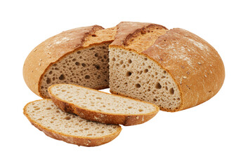 Isolated Bread Loaf with Slices Rustic Baked Homemade Fresh Cut Loaf Bread, close-up