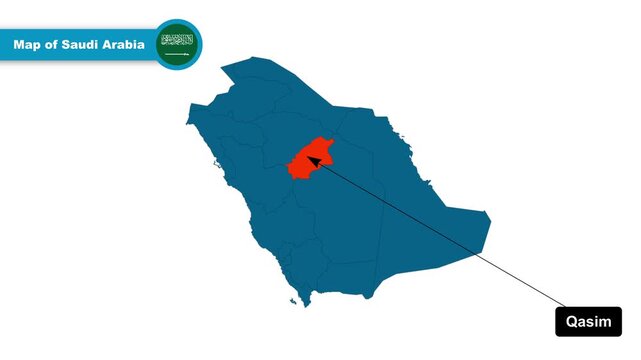 Qasim Map Video, Saudi Arabia map, Political Map of Saudi Arabia, with all states, national flag and borders, travel, education, geography, and global studies.
