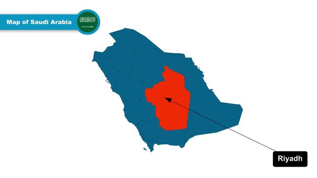 Riyadh Map Video, Saudi Arabia map, Political Map of Saudi Arabia, with all states, national flag and borders, travel, education, geography, and global studies.