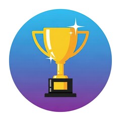 Golden Trophy Cup Shining Brightly on Blue Purple Gradient Background