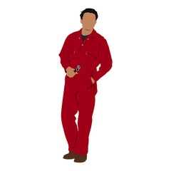 Male mechanic, plumber technician or engineer cartoon character vector illustration.