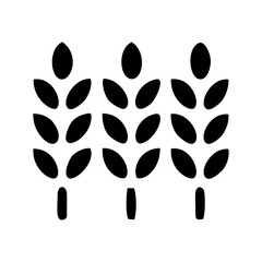 Three Stylized Black Wheat Stalks on a Clean White Background