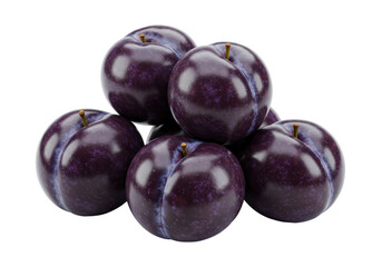 Isolated Stack of Fresh Plums for Juice or Baking; Fruit Heap in Overhead Close-up Shot