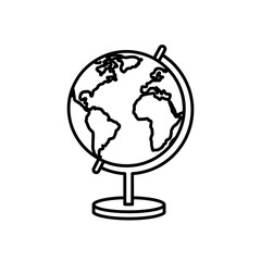 Classic Black and White Globe Model Showing World Map Outline on Stand