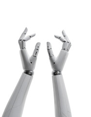 Robotic hands reaching upward