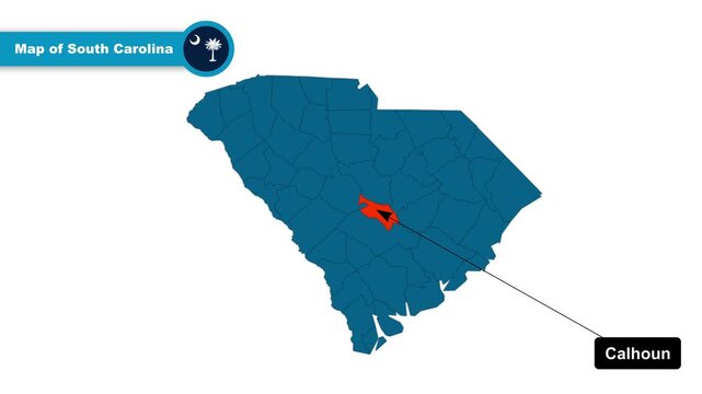 Calhoun Map Video, South Carolina map, Political Map of South Carolina, South Carolina United States, with all states, national flag and borders, travel, education, geography, and global studies.