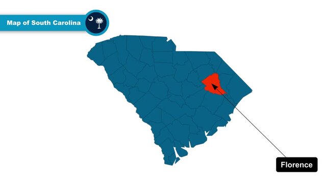 Florence Map Video, South Carolina map, Political Map of South Carolina, South Carolina United States, with all states, national flag and borders, travel, education, geography, and global studies.