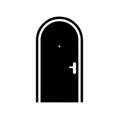 Front Door silhouette icon vector flat illustration on white background.