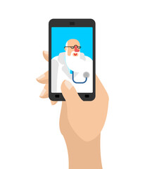 online doctor consultation via smartphone. Symbol of telemedicine, healthcare technology, and remote medical service. Perfect for health, apps, and medical projects.
