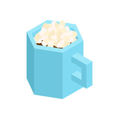 mug with hot chocolate and marshmallows. Symbol of warmth, coziness, and winter holidays. Perfect for Christmas, cafe menus, and seasonal designs.