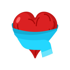 heart wrapped in a scarf. Symbol of warm love, care, comfort, and emotional support. Perfect for Valentine’s Day, romantic, and relationship-themed designs.