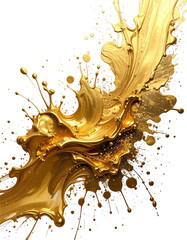 Golden liquid splashes and swirls