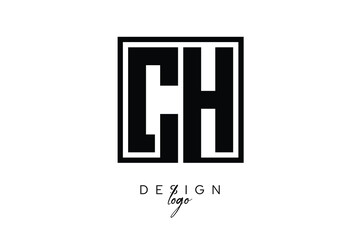 CH Double Letter Monogram Logo – Bold Square Typography Initials for Modern Branding, Identity & Professional Design