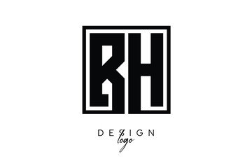 BH Double Letter Monogram Logo – Bold Square Typography Initials for Modern Branding, Identity & Professional Design