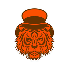 tiger head in hat. Symbol of strength, masculinity, and club emblem. Perfect for logos, tattoos, apparel, and branding projects.