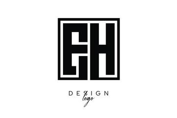 EH Double Letter Monogram Logo – Bold Square Typography Initials for Modern Branding, Identity & Professional Design