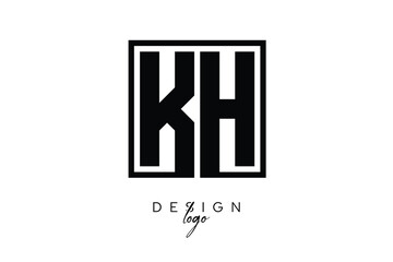 KH Double Letter Monogram Logo – Bold Square Typography Initials for Modern Branding, Identity & Professional Design