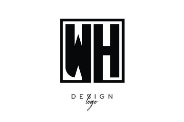WH Double Letter Monogram Logo – Bold Square Typography Initials for Modern Branding, Identity & Professional Design