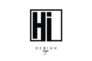 HI Double Letter Monogram Logo – Bold Square Typography Initials for Modern Branding, Identity & Professional Design