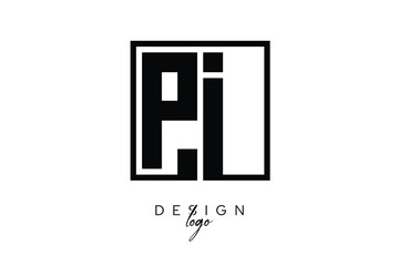 PI Double Letter Monogram Logo – Bold Square Typography Initials for Modern Branding, Identity & Professional Design