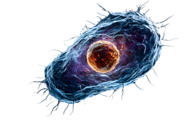 Blue isolated cell with biology concept, 3d rendering.