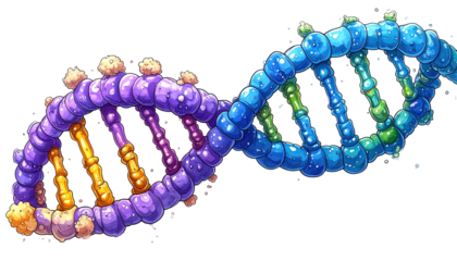 Colorful DNA double helix graphic