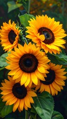 Obraz premium Cluster of vibrant sunflowers