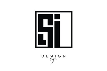 SI Double Letter Monogram Logo – Bold Square Typography Initials for Modern Branding, Identity & Professional Design