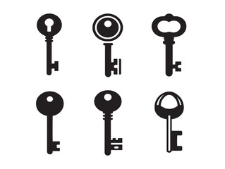 Keys and Locks silhouette icon vector illustration solid black access and security tools