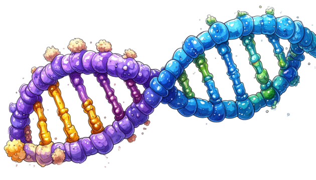 Colorful DNA double helix graphic